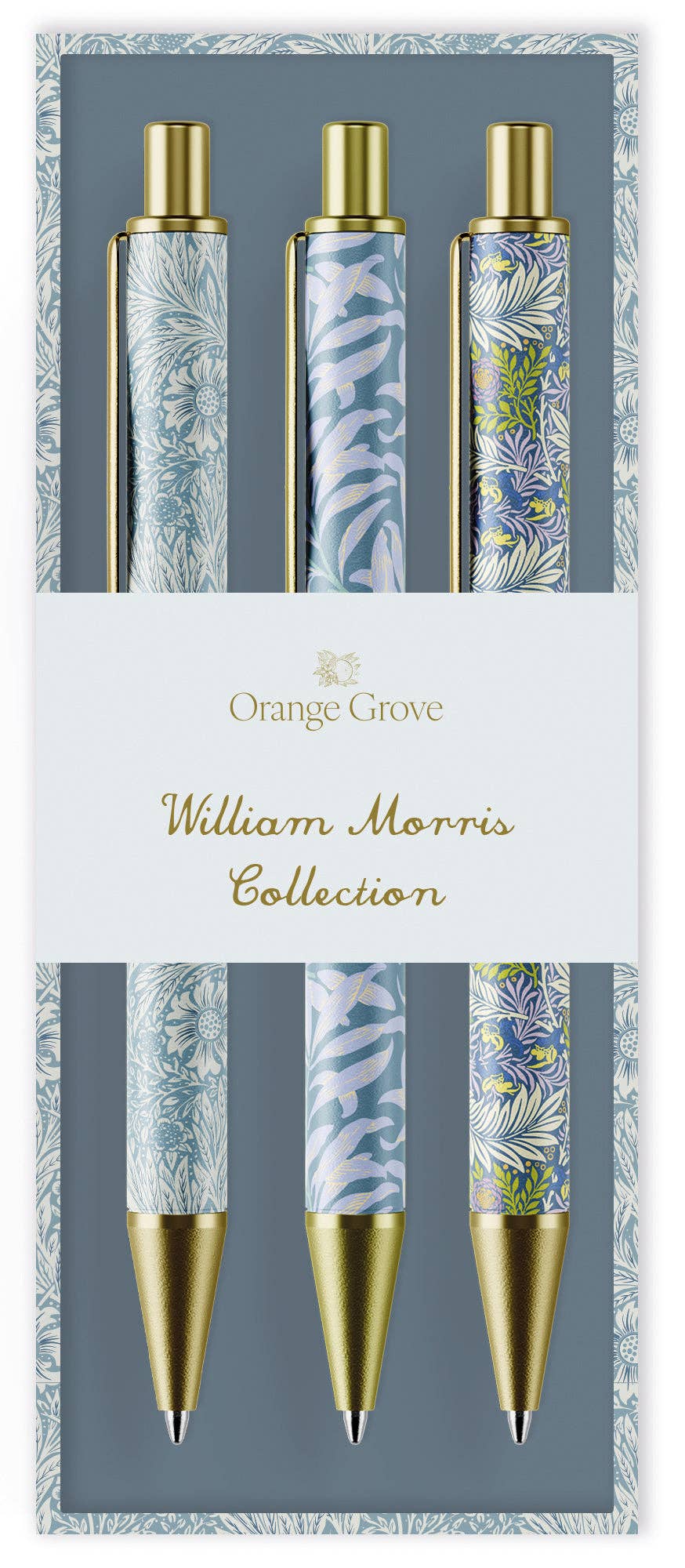 Penne a sfera William Morris, design misto, in confezione regalo, set di 3 penne