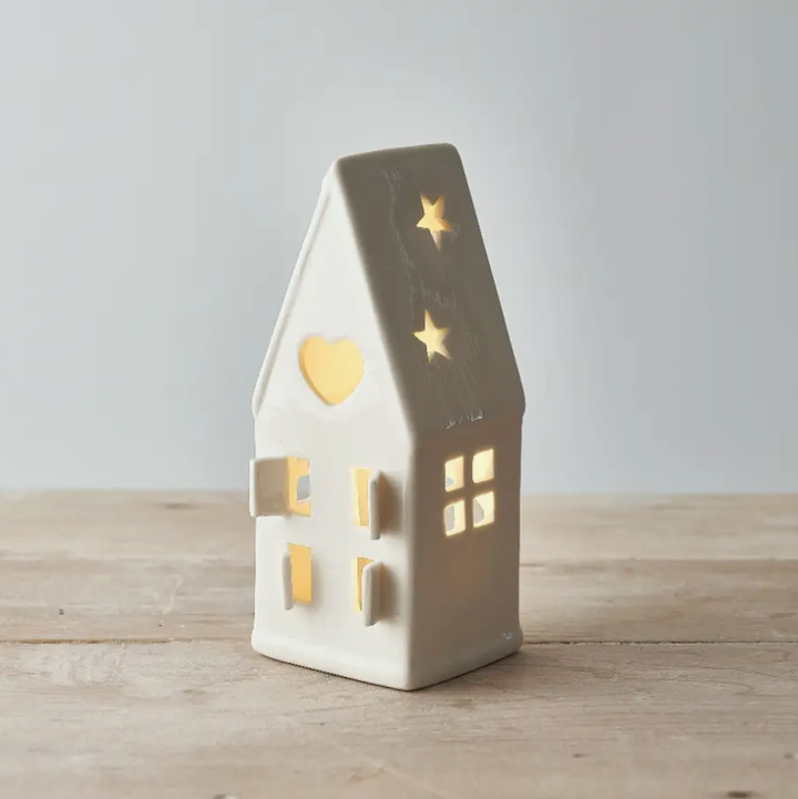Casetta ceramica con cuoricino e stelle L, 16.5cm