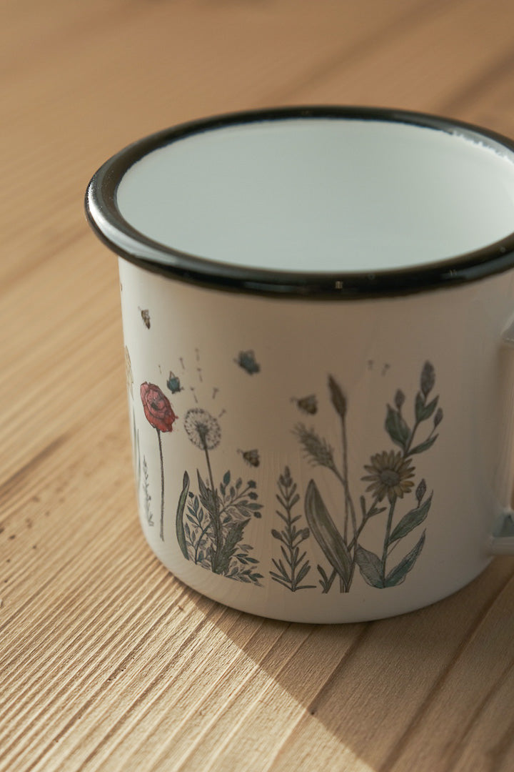 Tazza in Metallo Smaltato - flower meadow 300ml