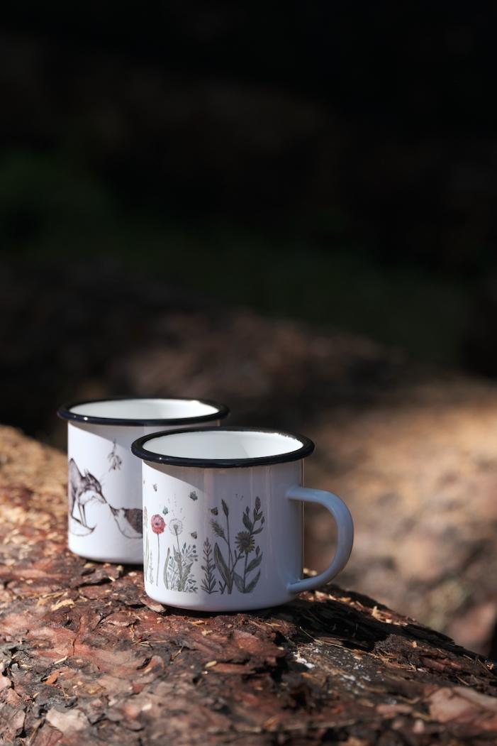 Tazza in Metallo Smaltato - flower meadow 300ml