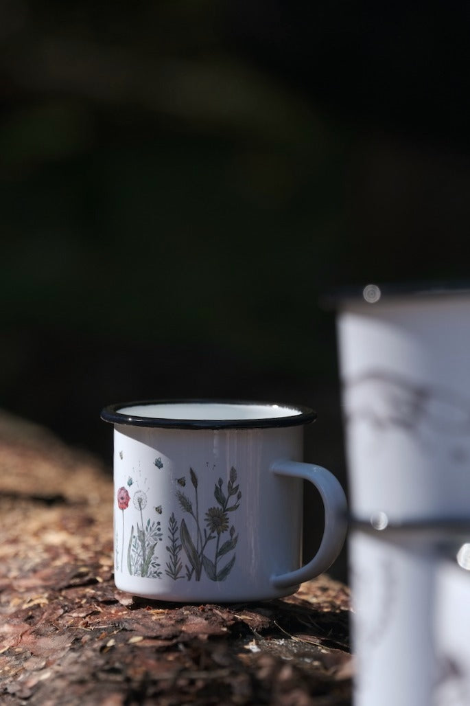 Tazza in Metallo Smaltato - flower meadow 300ml