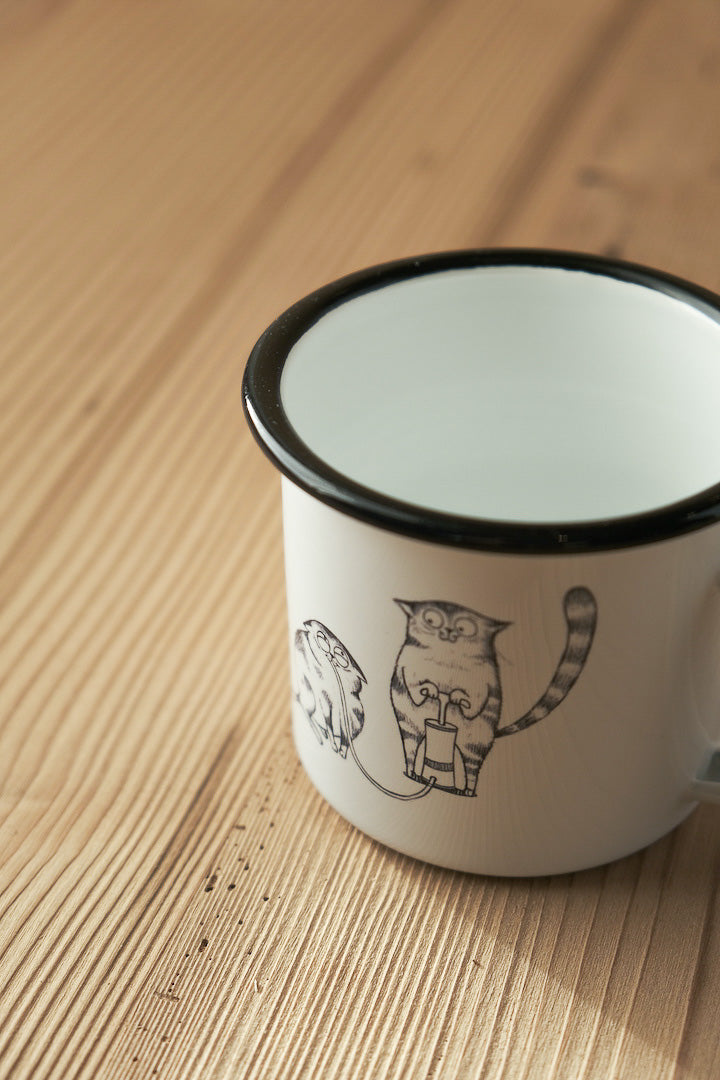 Tazza in Metallo Smaltato - Helium Cat Pump 300ml