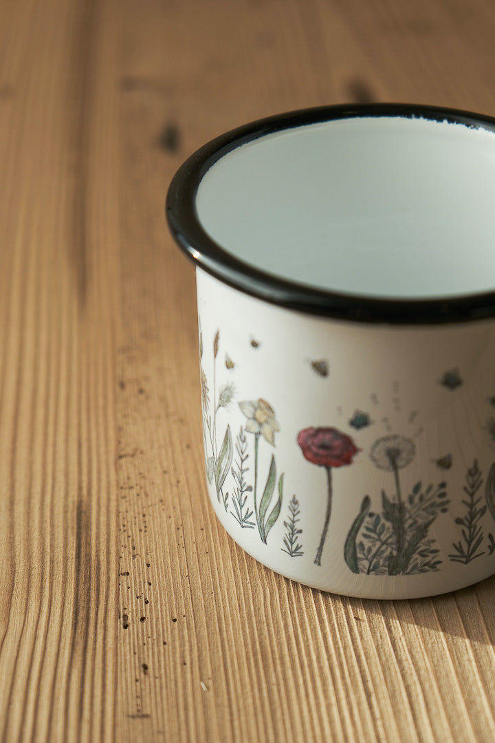 Tazza in Metallo Smaltato - flower meadow 300ml