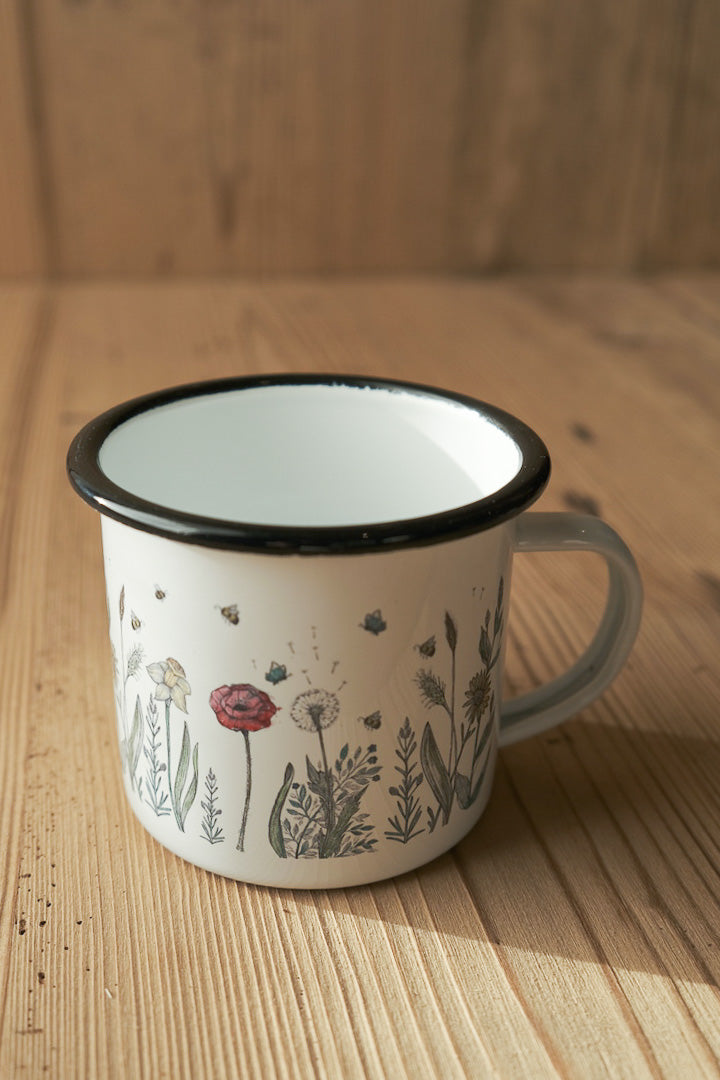 Tazza in Metallo Smaltato - flower meadow 300ml