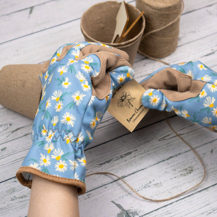 Guanti da giardinaggio Willow e Belle - Taglia unica da donna – Design Daisy Blue
