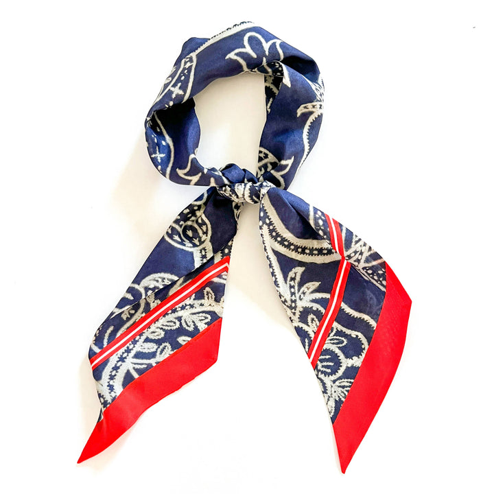 Ricamo in twilly blu