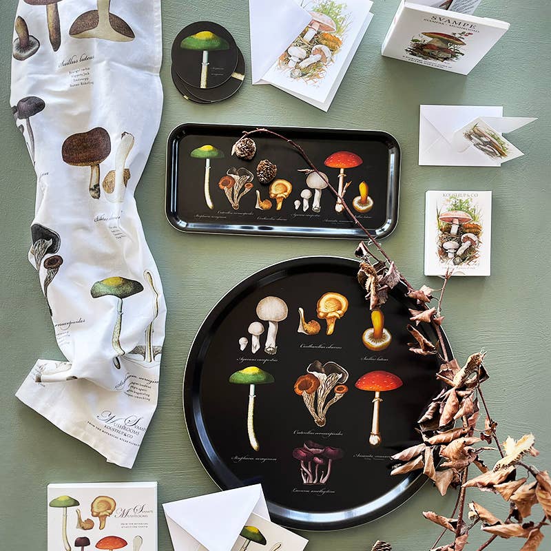 Vassoio da portata a forma di fungo con fondo scuro - 32x15