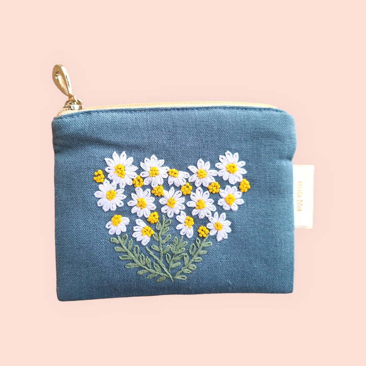Portamonete Daisy Flower ricamato a mano