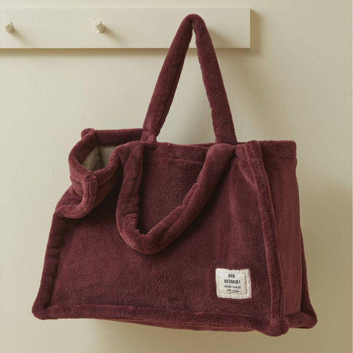 Borsa shopper in pile di velluto |  Melanzana