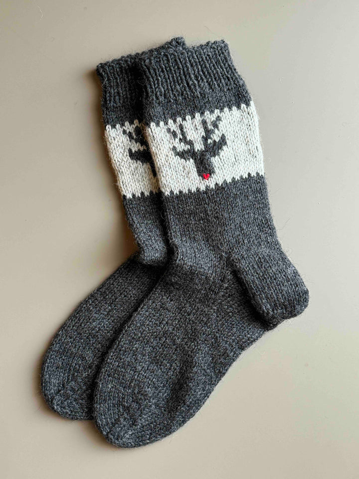 Calze da Casa in Lana HIGHLAND Lavorate a Mano |Cervo