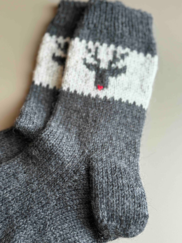 Calze da Casa in Lana HIGHLAND Lavorate a Mano |Cervo