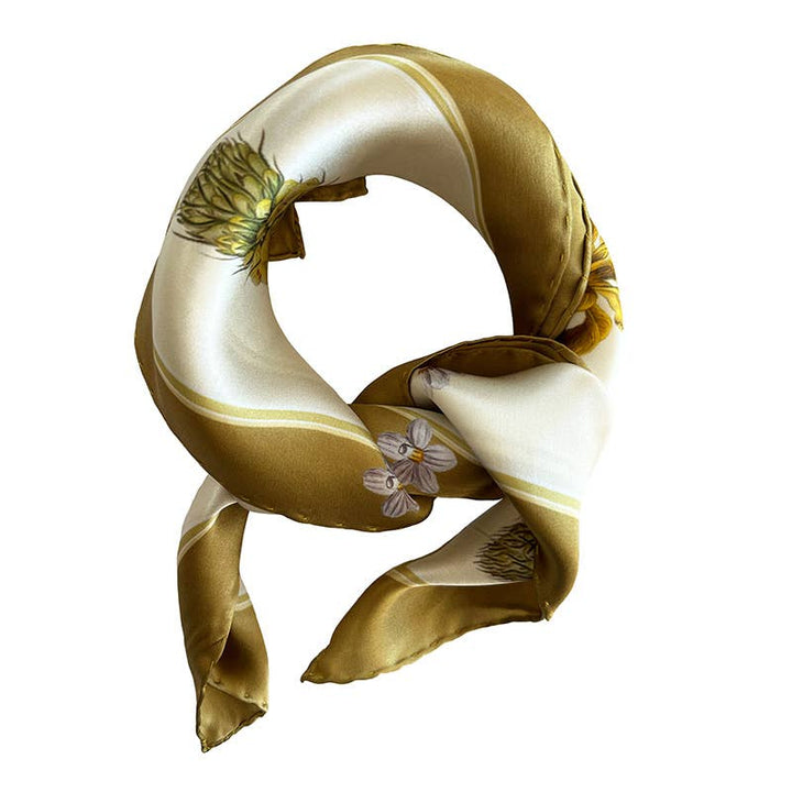 Foulard di seta - Flora Danica giallo - 50 x 50 cm